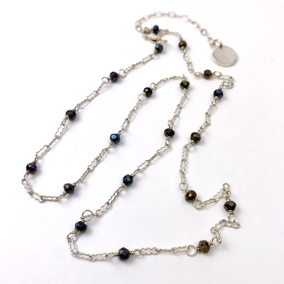 Delicate Sterling 925 Chain and Gemstone Necklace, 16-18" Adjustable NWT - Picture 2 of 7